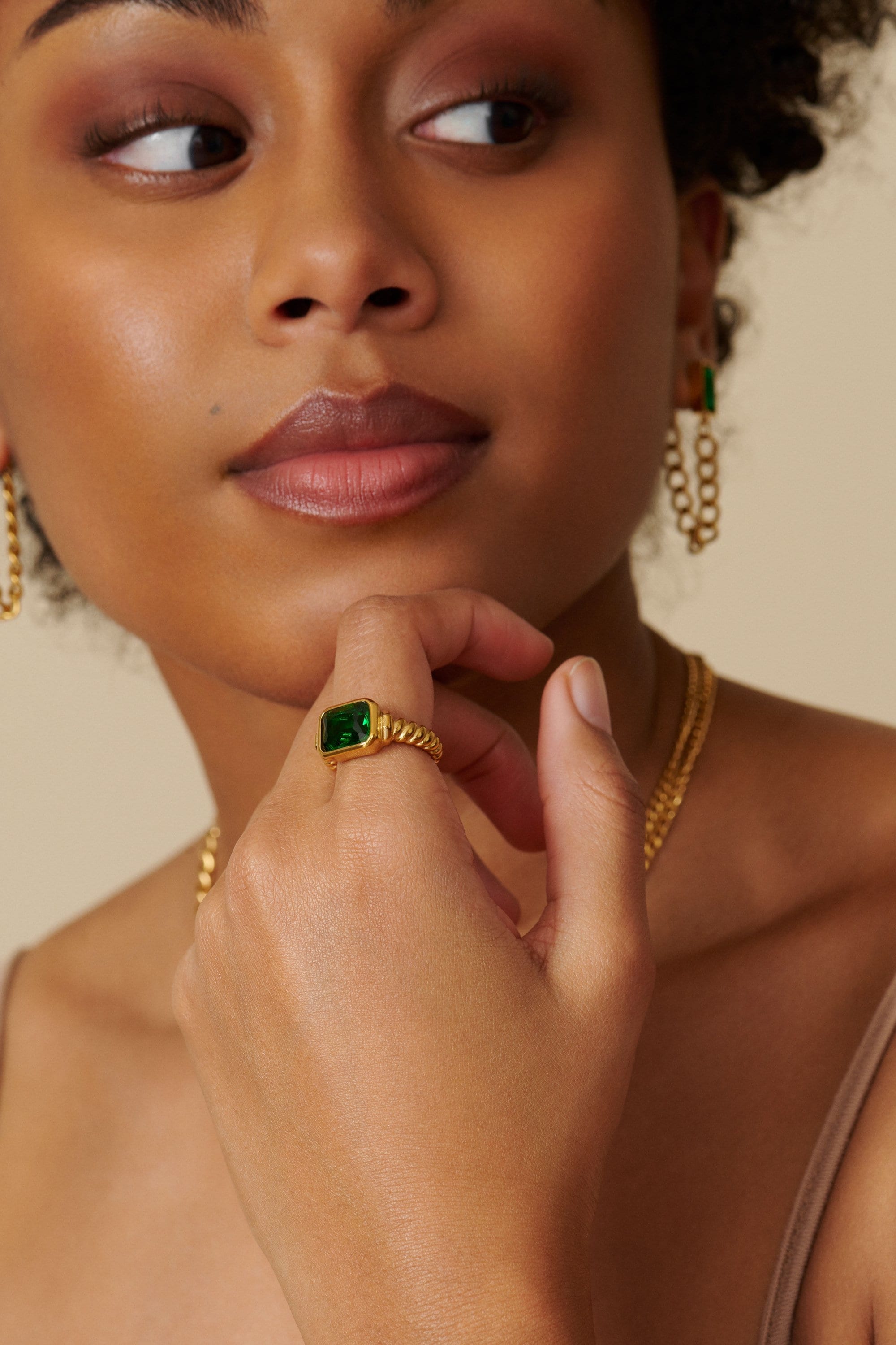 Gold Twisted Rope Ring - 18K Gold Zircon Ring - Gemstone Ring - Women's Gold Ring - Gift for Girlfriend