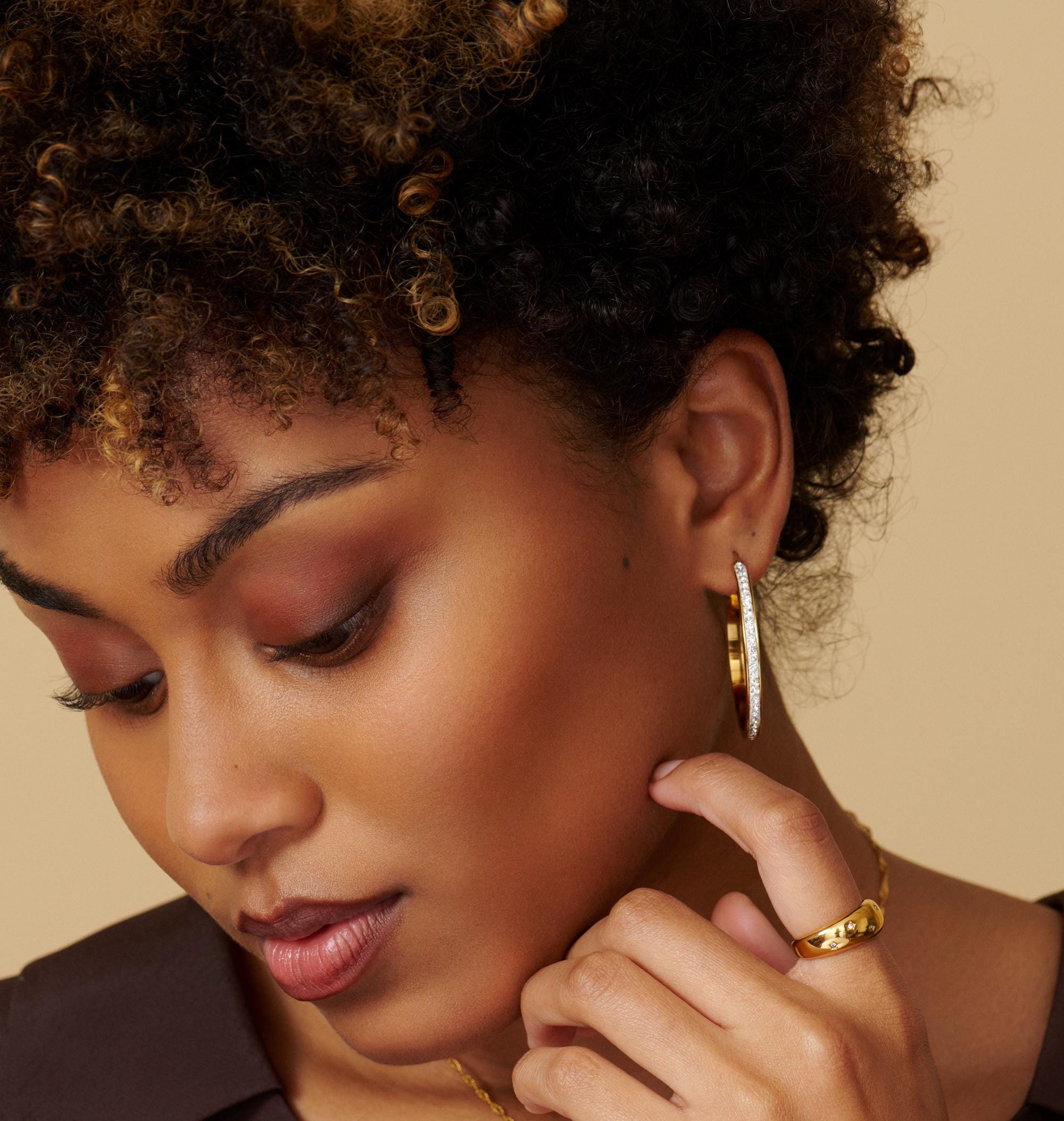 Pave Hoop Earrings – Gold Pave Hoops – Gift For Her – Sparkly Earrings - Sister Gift - Anniversary Gift