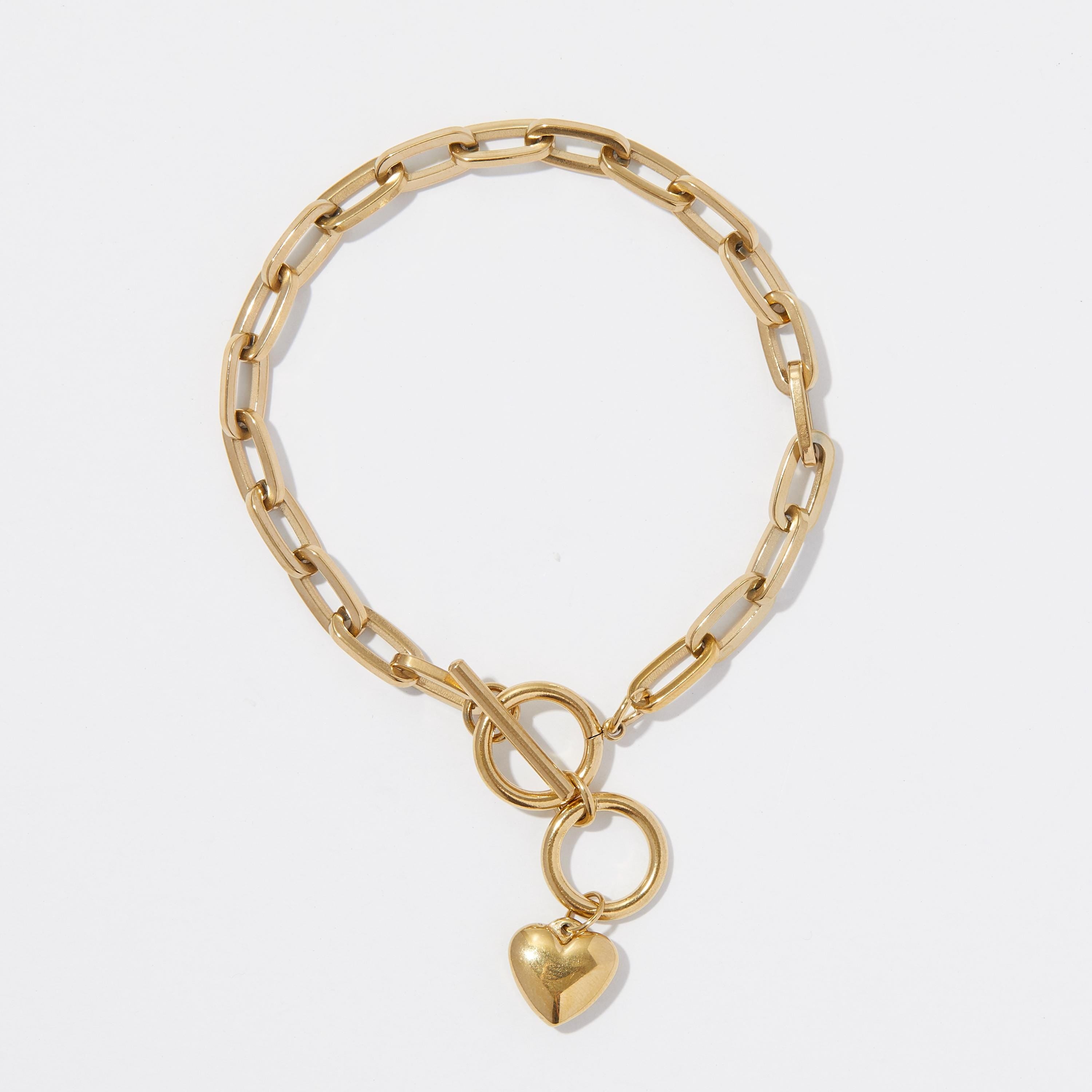 Heart Charm Bracelet, Link Charm Bracelet, Minimalist jewelry, Perfect Gift For Her