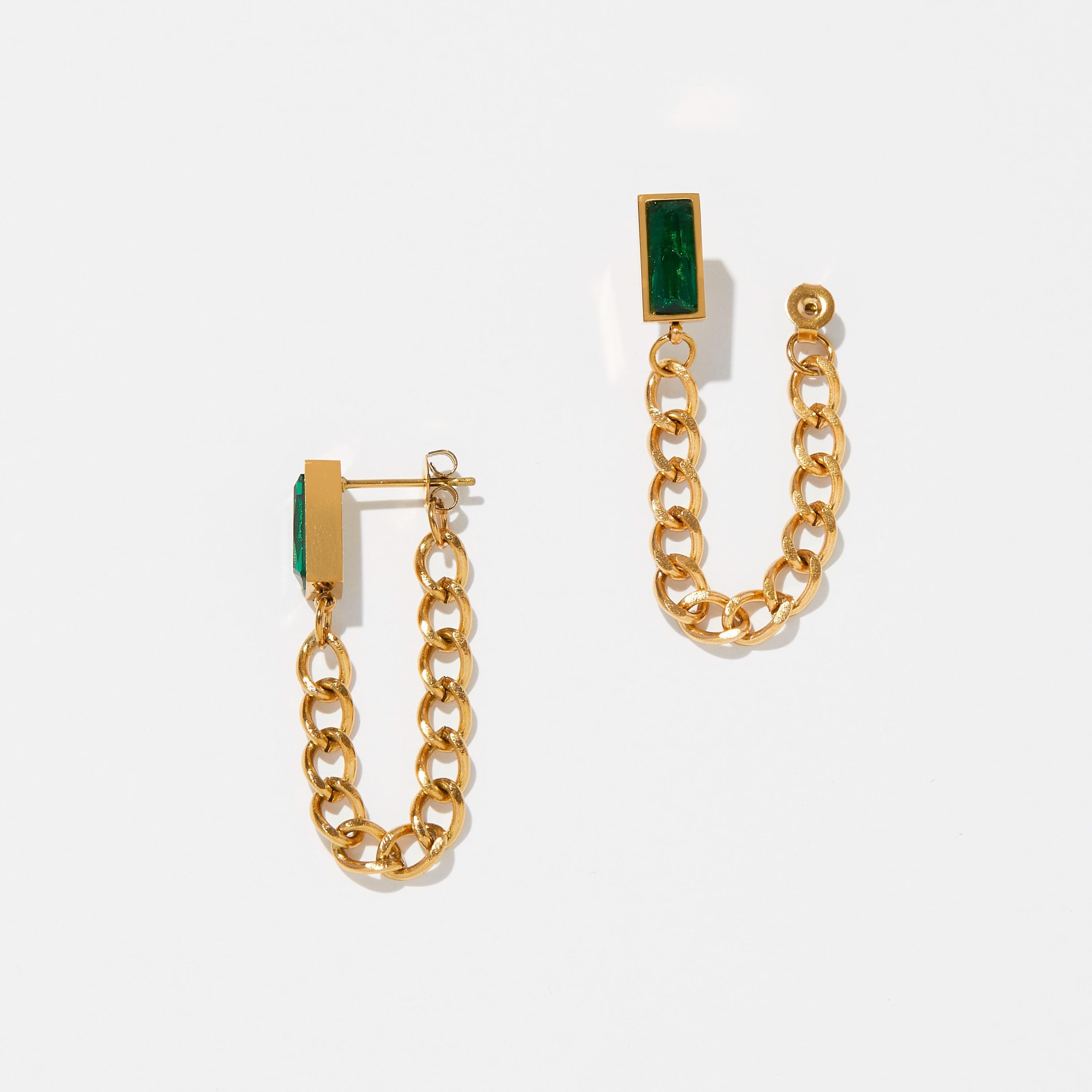 Emerald Crystal Dangle Earrings, Dangling Charm Earrings, Dainty Earrings for Women, Gemstone Earrings, Perfect Christmas Gift for Women