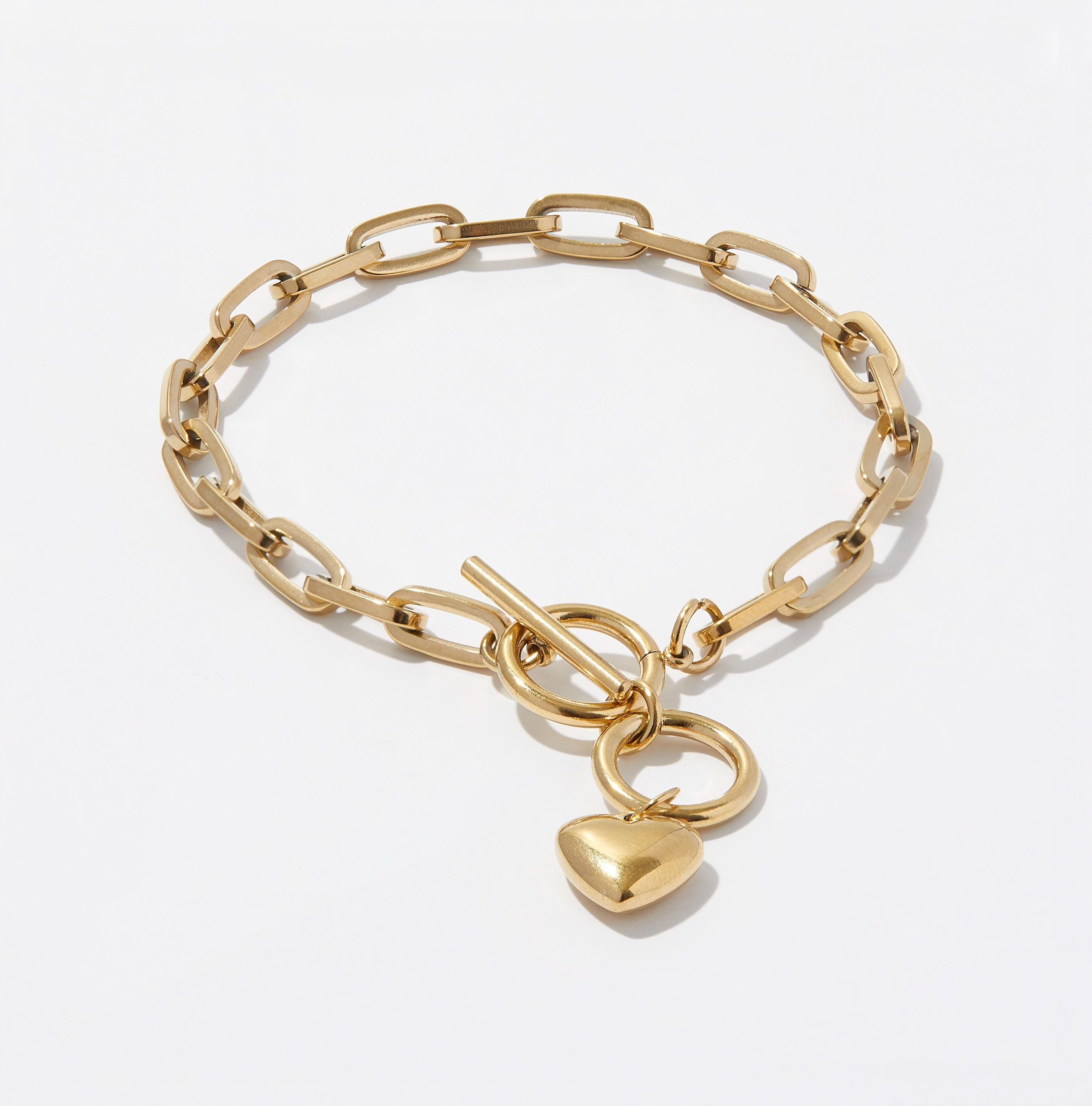 Heart Charm Bracelet, Link Charm Bracelet, Minimalist jewelry, Perfect Gift For Her