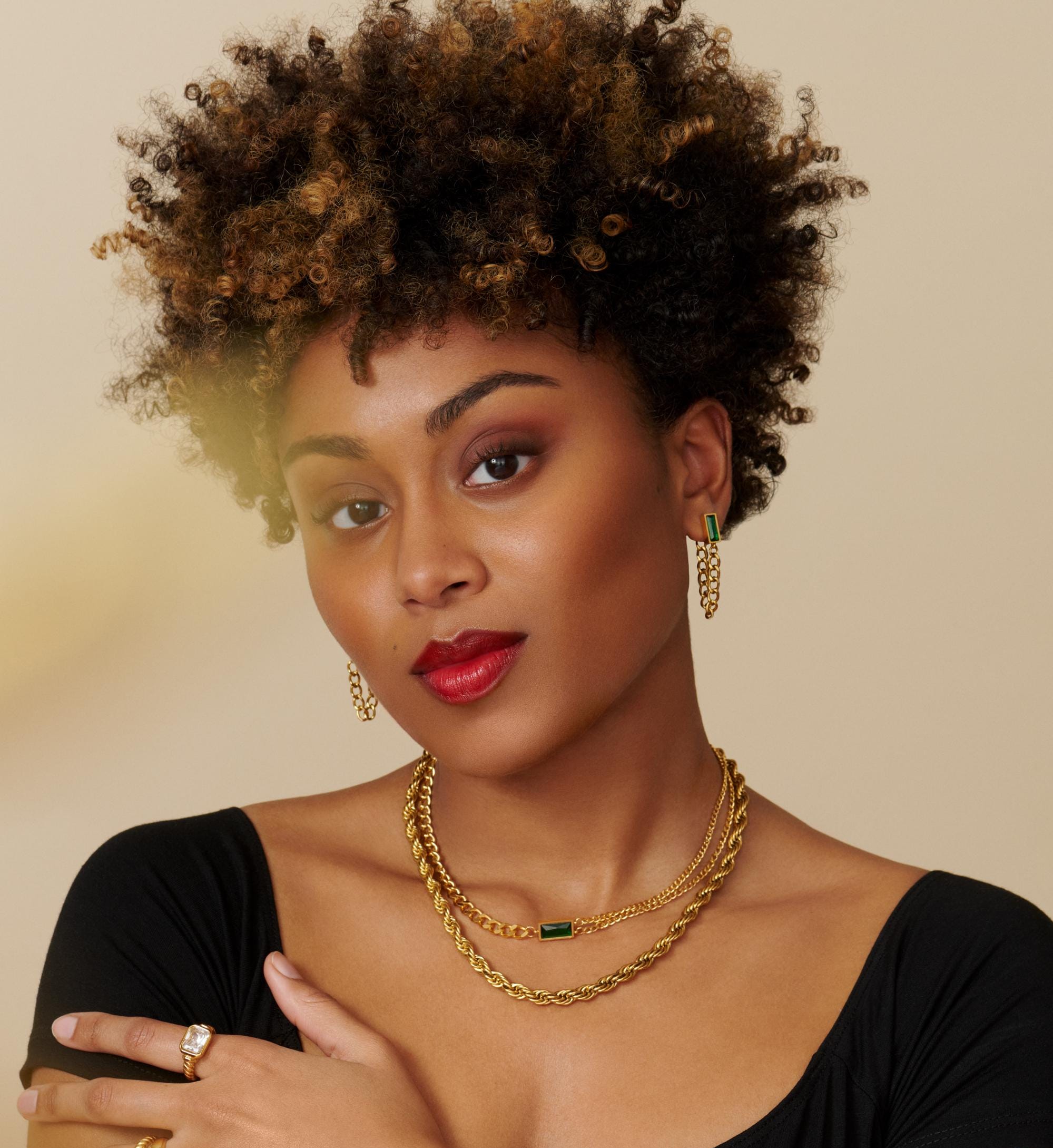 18K Gold Emerald Necklace, Layering Necklace, Christmas Gift for Her, Curb Chain for Women, Cuban Chain Necklace