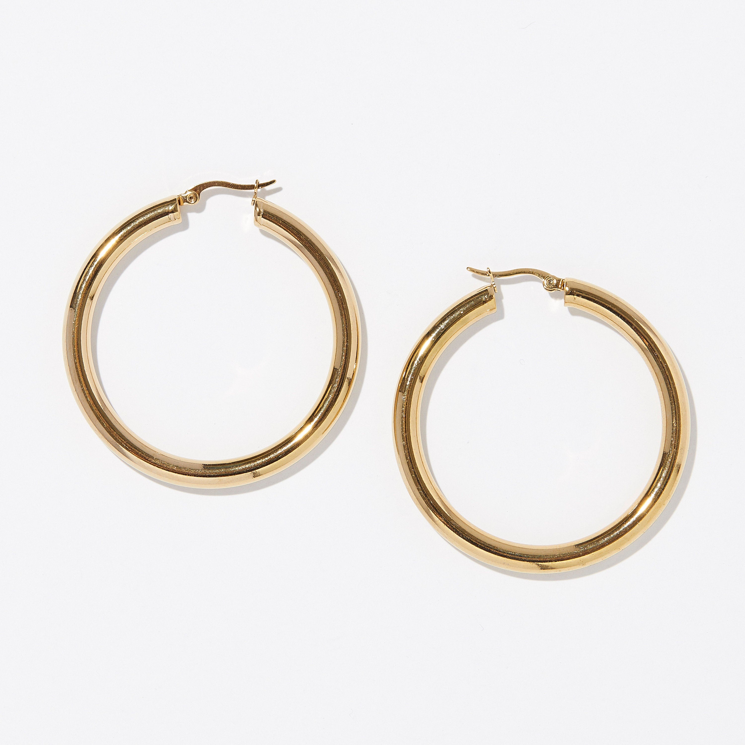 Gold Hoop Earrings - Gold Plated Hoop Earrings - Gold Earrings - Fashion Hoops - Chunky Hoops - Mother's Day Gift - Stainless Steel