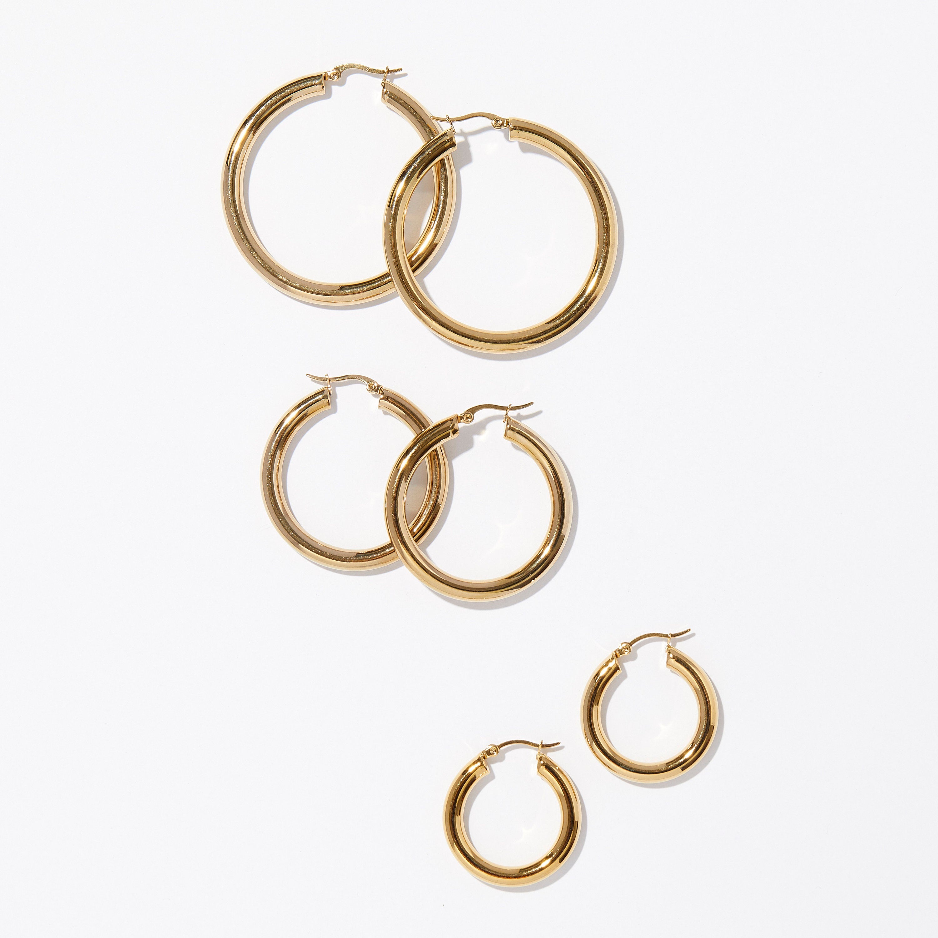 Gold Hoop Earrings - Gold Plated Hoop Earrings - Gold Earrings - Fashion Hoops - Chunky Hoops - Mother's Day Gift - Stainless Steel