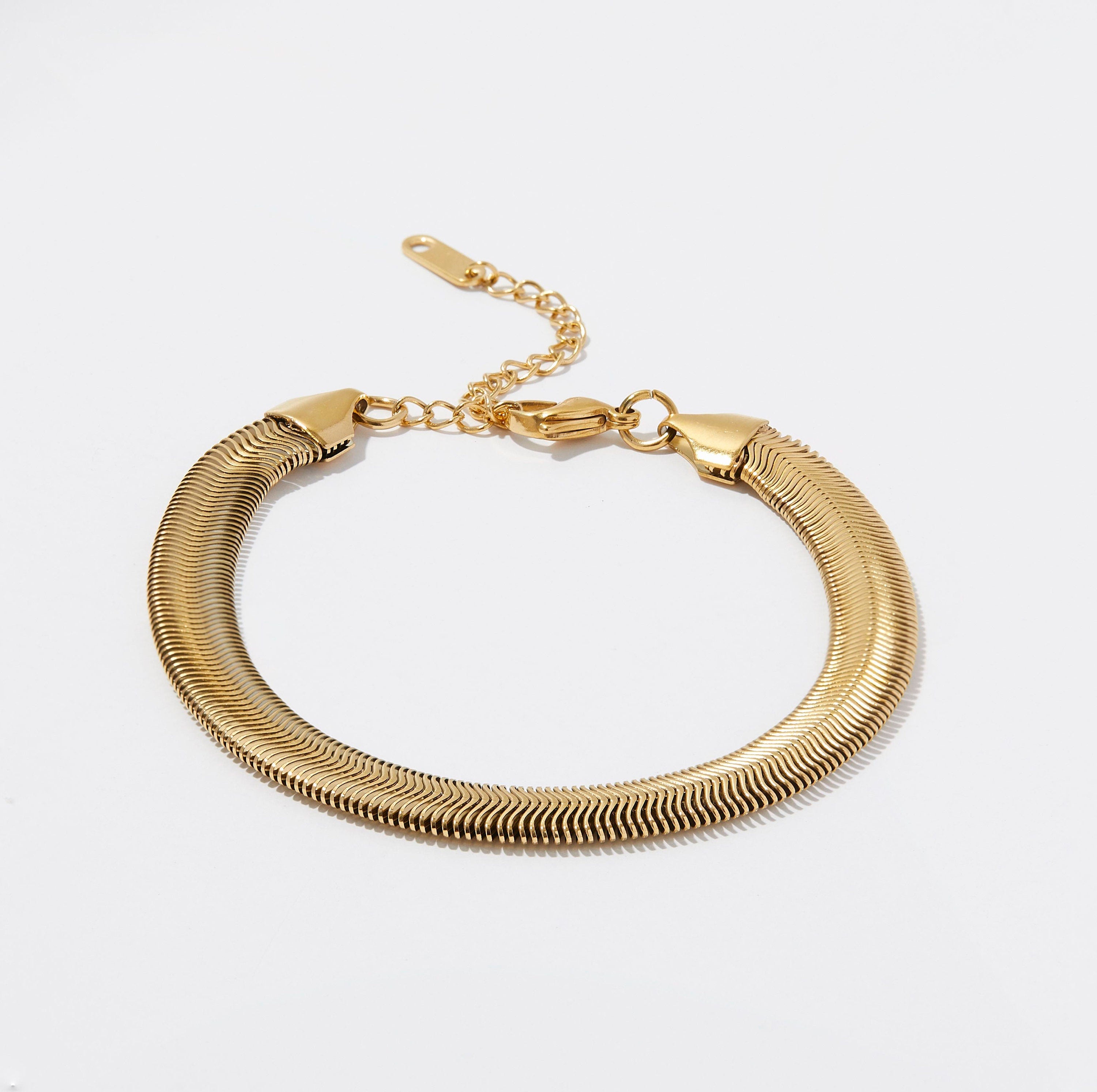 Herringbone bracelet - Gold Bracelet - Stacking Bracelet – Gold Herringbone - Snake Chain – Flat Chain Bracelet – Thick Bracelet