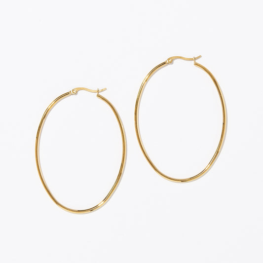 Thin Hoop Earrings - Large Oval Hoop Earrings - Everyday Hoops - Contemporary Hoops - Gold Hoops - LIghtweight Gold Hoops