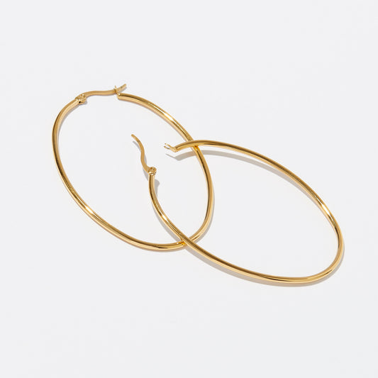 Thin Hoop Earrings - Large Oval Hoop Earrings - Everyday Hoops - Contemporary Hoops - Gold Hoops - LIghtweight Gold Hoops