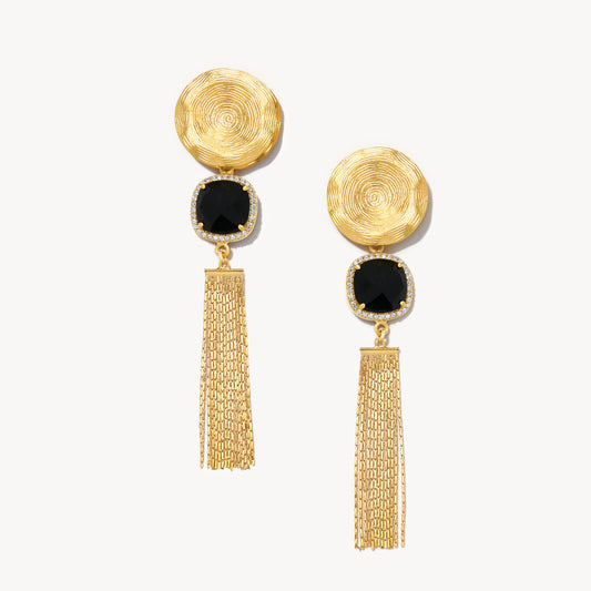 Sun-Kissed Corozal, Long Gold Earrings, Gold Earrings, Pave Earrings, Perfect Gift for her, Vacation Earrings