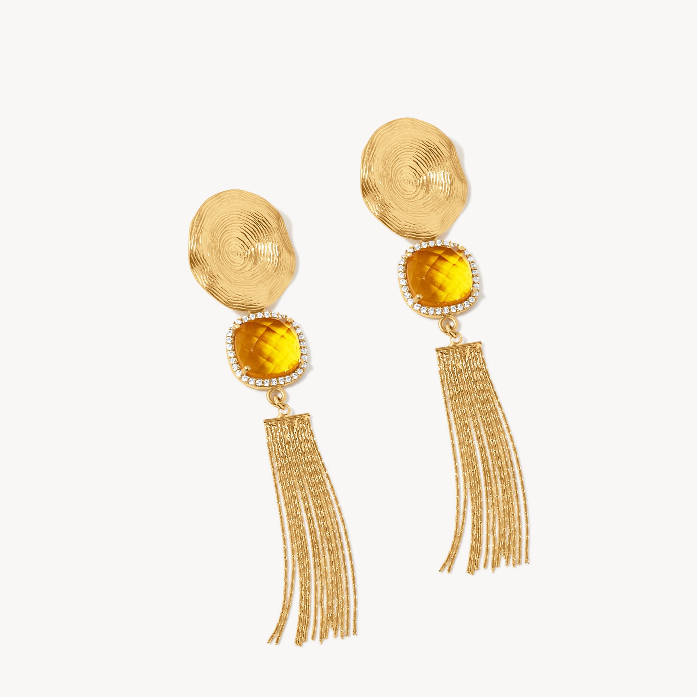 Sun-Kissed Corozal, Long Gold Earrings, Gold Earrings, Pave Earrings, Perfect Gift for her, Vacation Earrings