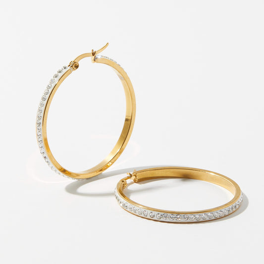 Pave Hoop Earrings – Gold Pave Hoops – Gift For Her – Sparkly Earrings - Sister Gift - Anniversary Gift