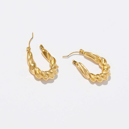 Small Gold Hoops - Minimalist Jewelry - Twisted Chunky Gold Hoops - Bold Geometric Hoops - Textured Gold Hoop Earrings