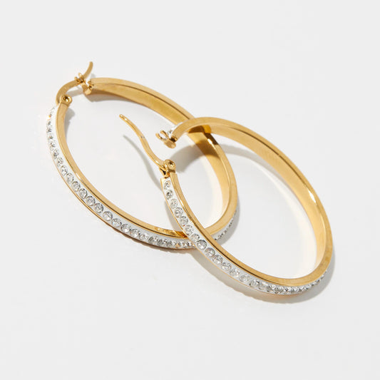 Pave Hoop Earrings – Gold Pave Hoops – Gift For Her – Sparkly Earrings - Sister Gift - Anniversary Gift