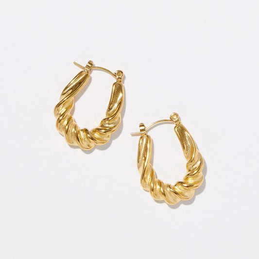 Small Gold Hoops - Minimalist Jewelry - Twisted Chunky Gold Hoops - Bold Geometric Hoops - Textured Gold Hoop Earrings