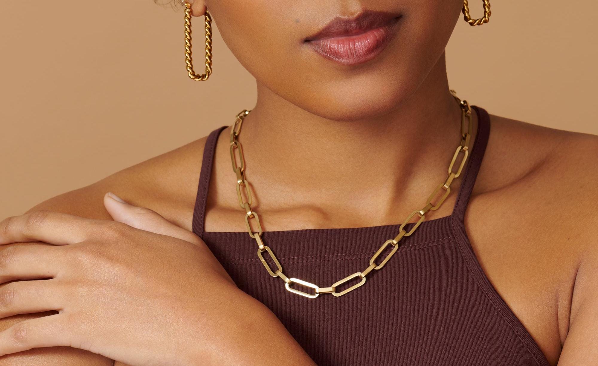 Paperclip Necklace, Gold Chain for Women, Dainty Gold Chain, Boho Gold Necklace, Trendy Gold Jewelry, Minimal Gold Jewelry, Christmas Gift
