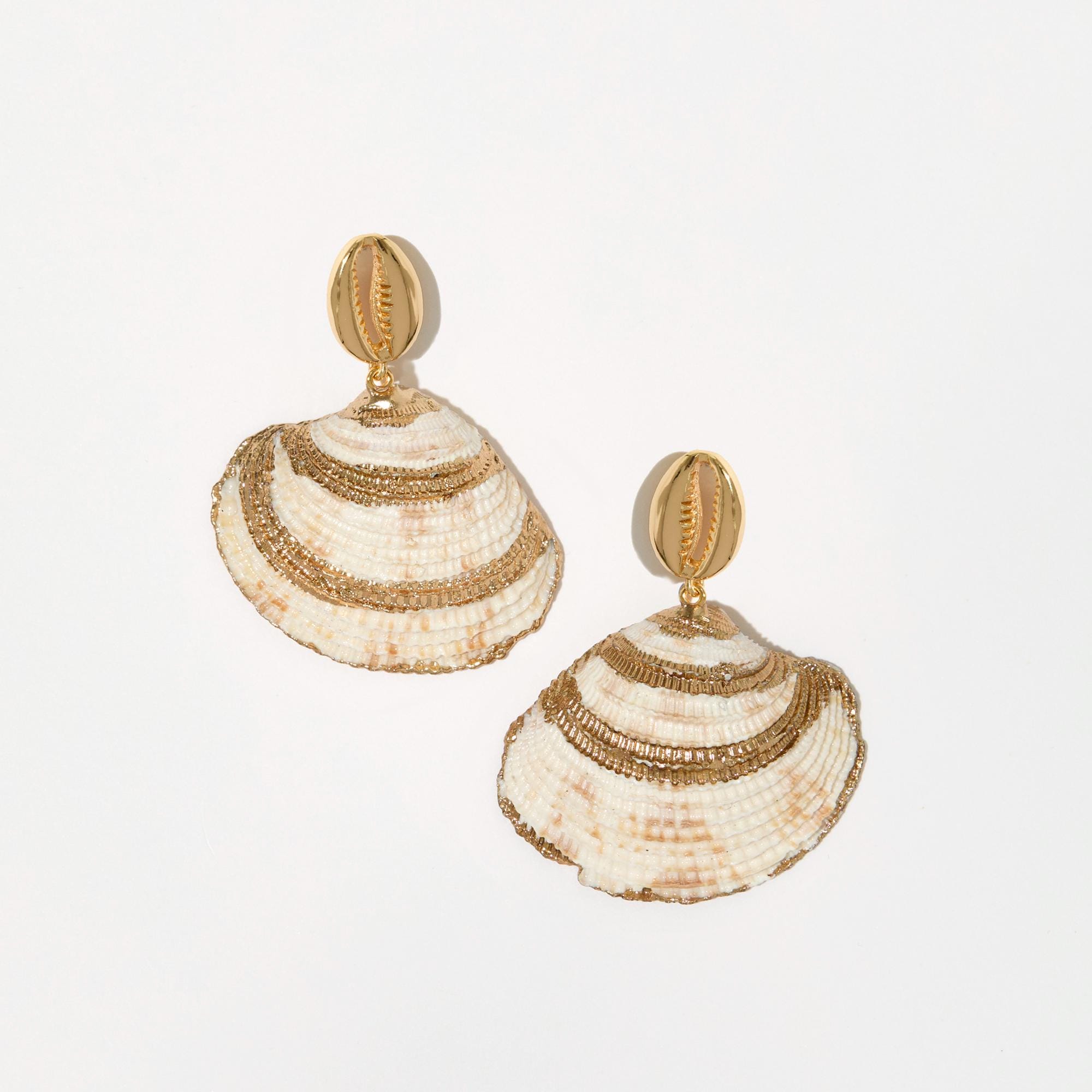 Gold Cowrie Shell Stud Earrings - Seashell Boho Beach Earrings - Vacation Jewelry - Gift for Her