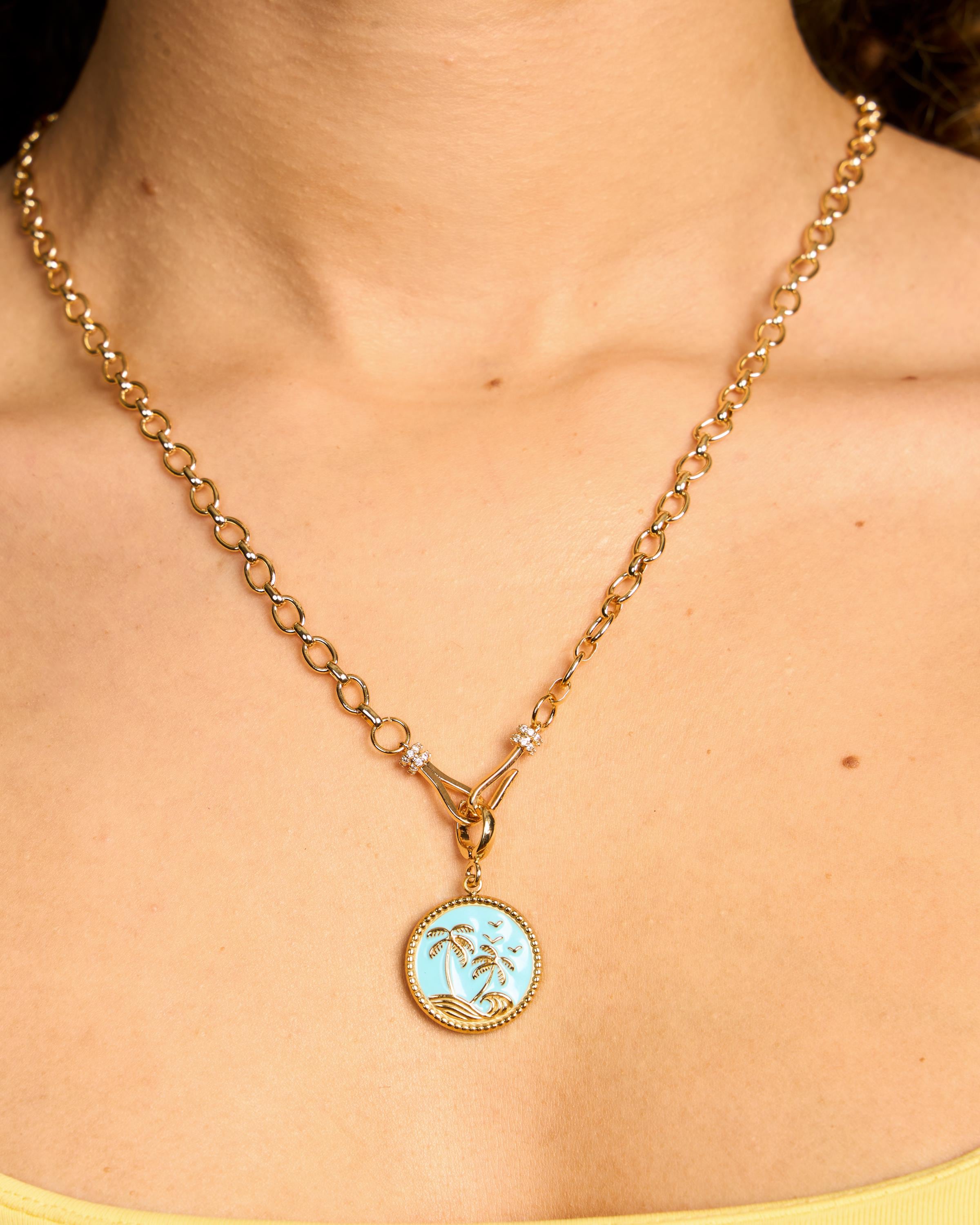 Gold Plated Belcher Charm Necklace - Rolo Chain - Belcher Chain - Gift for Her - Coastal Charm Necklace