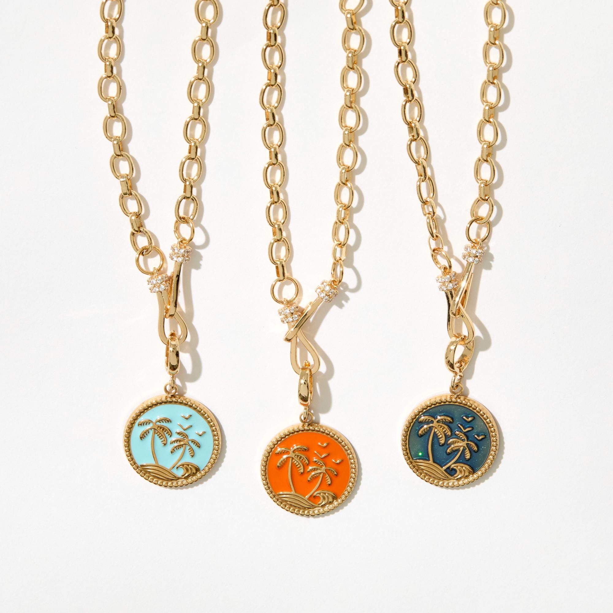 Gold Plated Belcher Charm Necklace - Rolo Chain - Belcher Chain - Gift for Her - Coastal Charm Necklace