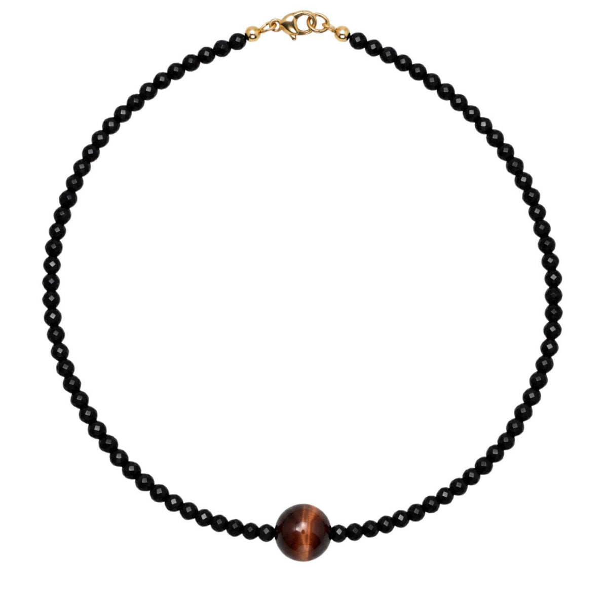 Black Spinel Necklace, Red Tigers Eye Necklace, 14K Gold Filled Necklace, Natural Gemstone Necklace, Black Beaded Necklace, Gift for Her