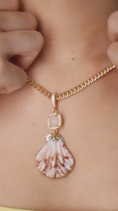 Shell Charm Necklace - Summer Jewelry Gift for Her - Beach Charm Necklace - Statement Necklace - Curb Chain