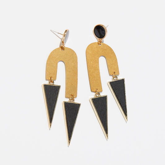 STATEMENT EARRINGS, Brass Earrings, Hypoallergenic posts, Black Earrings