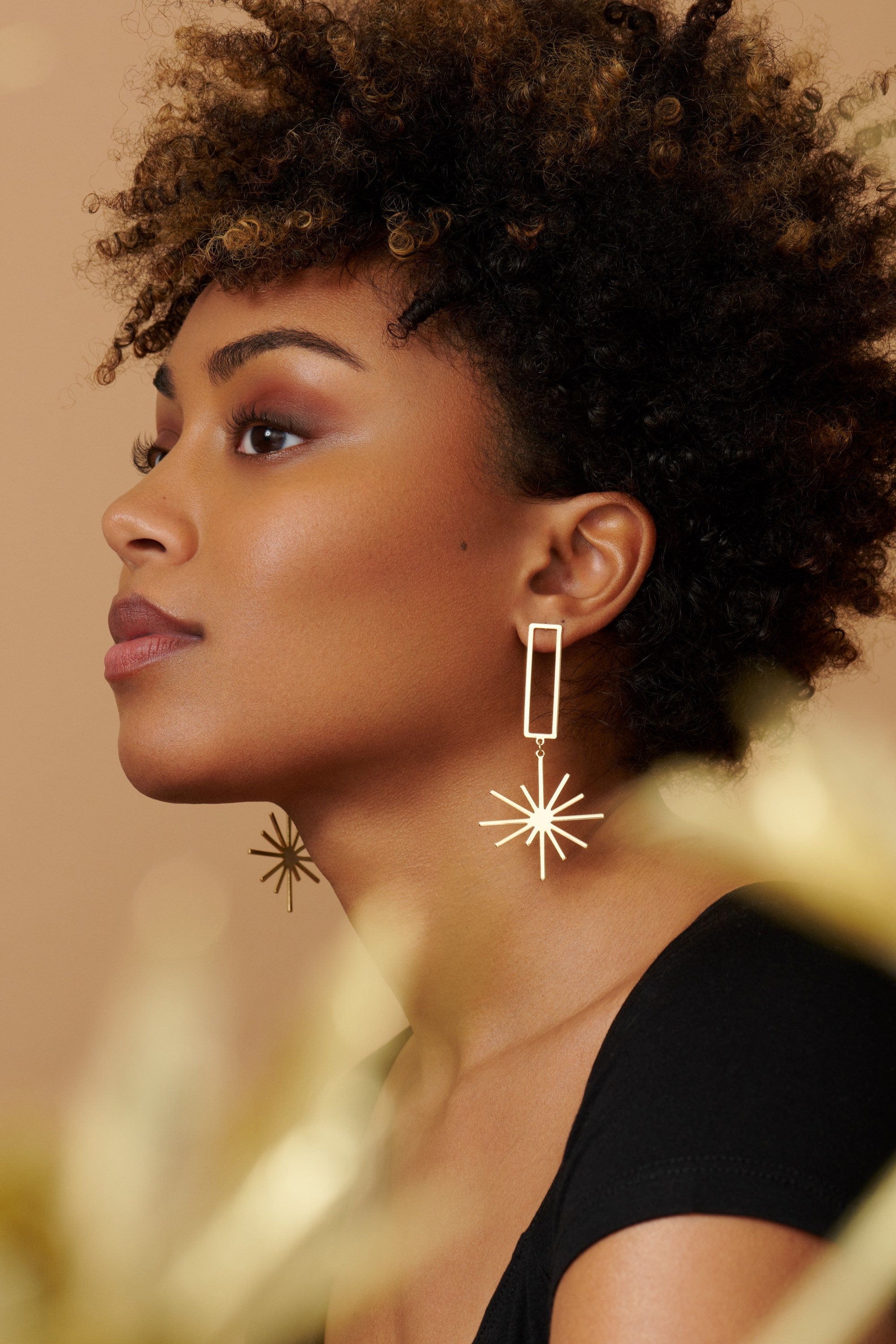 Earrings, Star Earrings, Brass Earrings