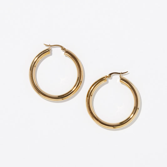 Gold Hoop Earrings - Gold Plated Hoop Earrings - Gold Earrings - Fashion Hoops - Chunky Hoops - Mother's Day Gift - Stainless Steel