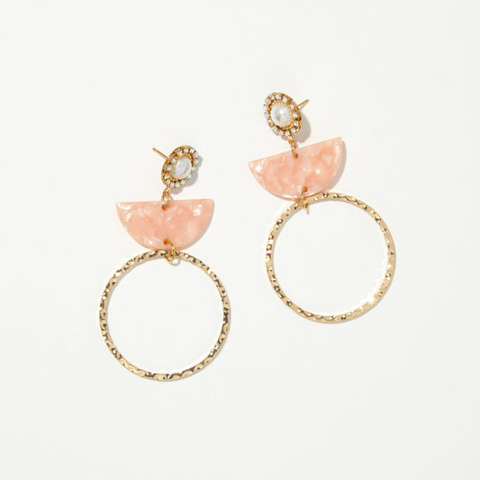 Pink Statement Earrings – Summer Earrings – Handmade Earrings – Resin Earrings – Lightweight Earrings – Pearl Earrings