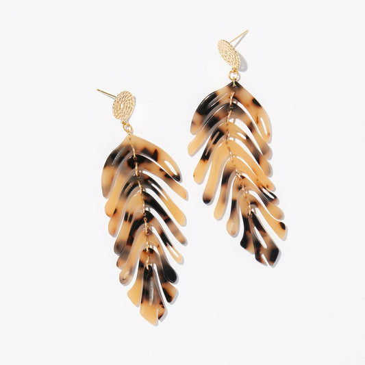 Statement Earrings, Art Deco Earrings, Dangle Earrings, Boho Earrings, Leaf Earrings, Gold Leaf Earrings, 18K Gold Plated